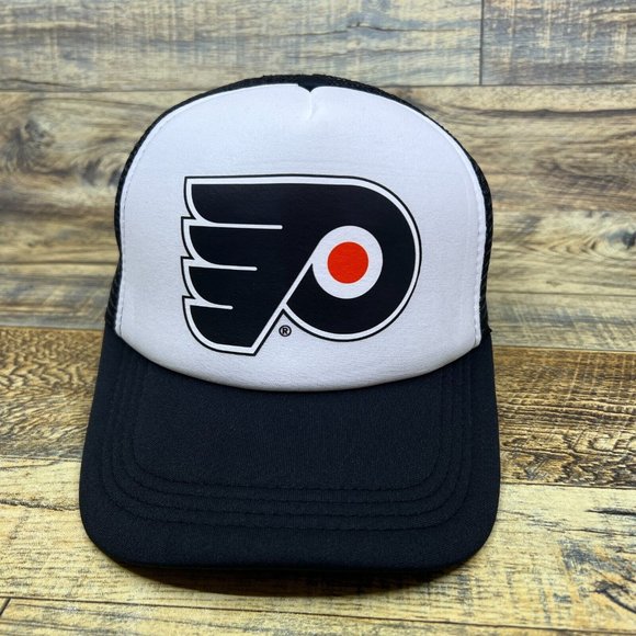 Philadelphia Flyers Mens Trucker Hat Black Snapback Retro Hockey Logo Ball Cap - Picture 2 of 8